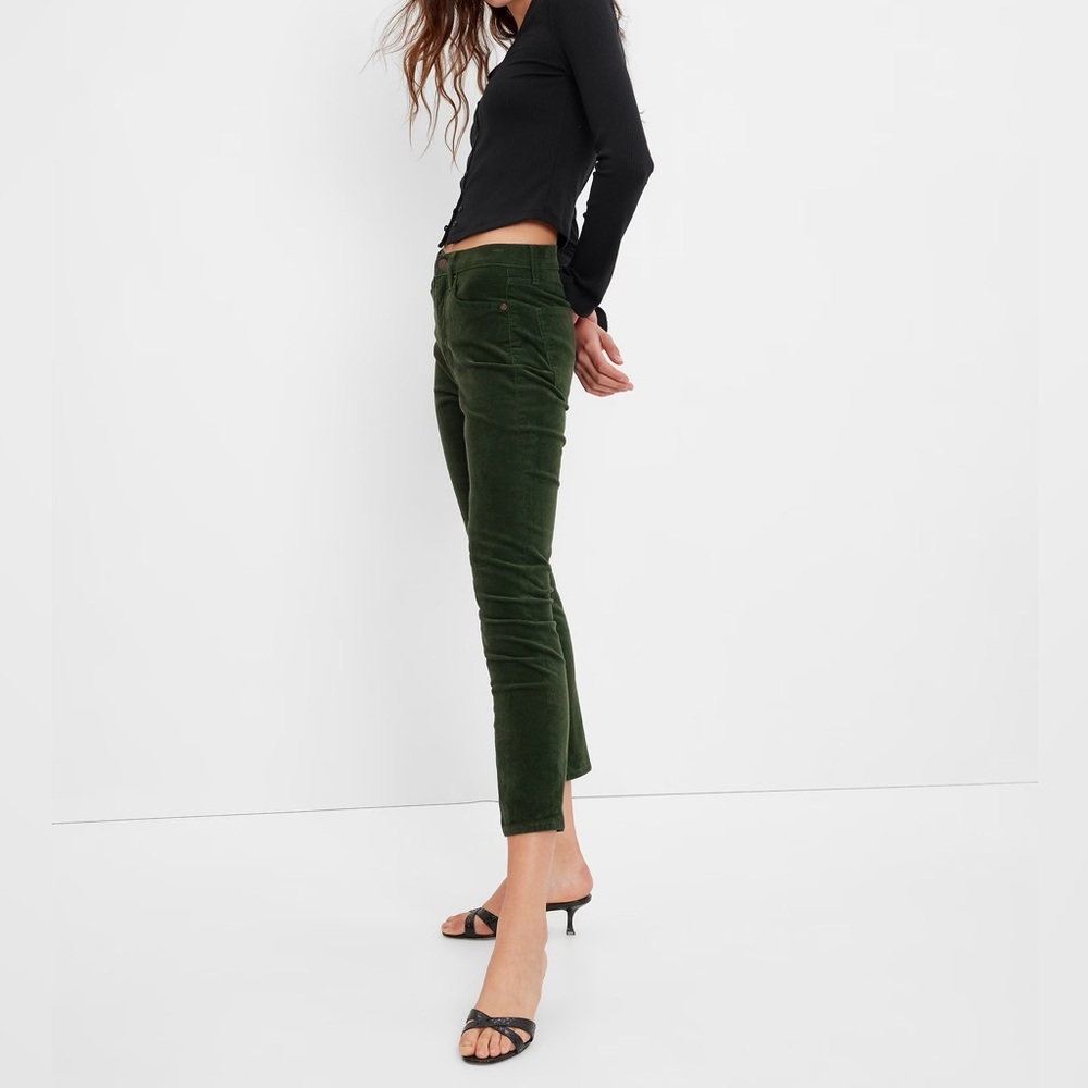 {GAP} "Vintage Slim High Rise Dark Emerald" Straight Christmas Corduroy Pants